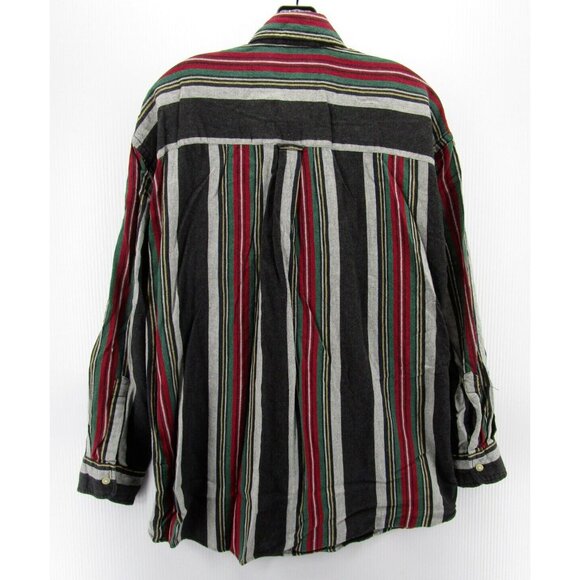 VINTAGE Ralph Lauren Chaps Shirt Large Red Flannel Button Up Striped - Picture 7 of 11